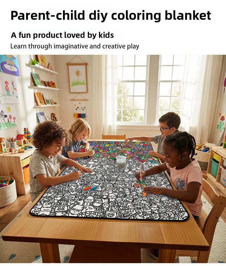 Washable Coloring Lamb Fleece Rug throw Doddlethrow™