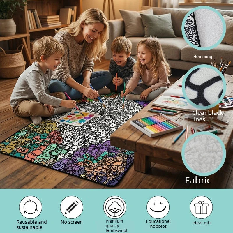 Washable Coloring Lamb Fleece Rug throw Doddlethrow™