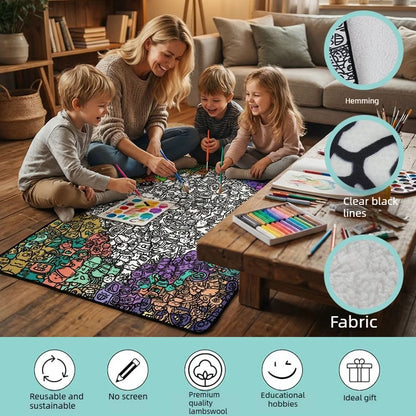 Washable Coloring Lamb Fleece Rug throw Doddlethrow™